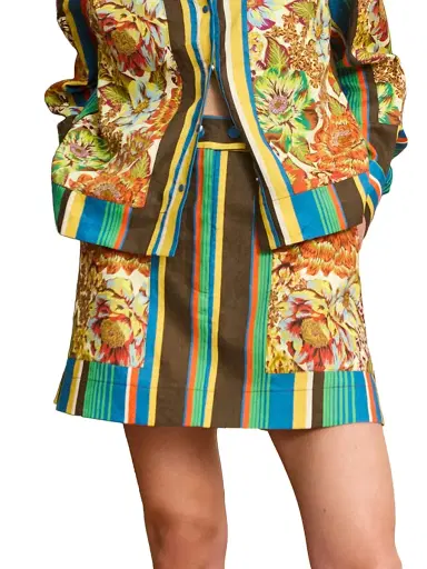ALÉMAIS Women's Charlie Graphic Linen Miniskirt - Size 4 | Thumbnail 3