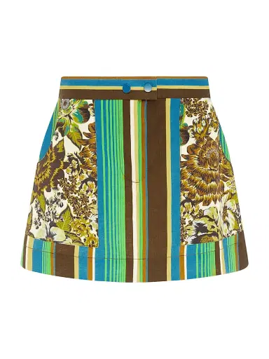 ALÉMAIS Women's Charlie Graphic Linen Miniskirt - Size 4 | Thumbnail 1