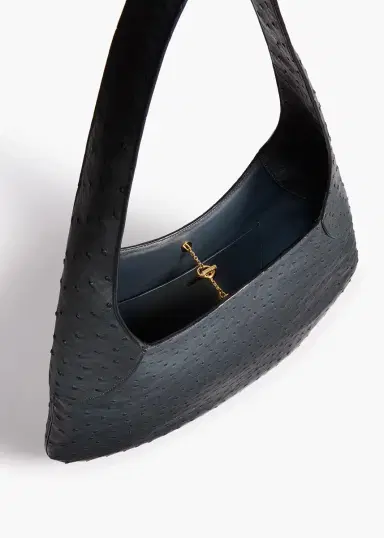 Khaite Large Joan Hobo In Midnight Navy Ostrich | Thumbnail 3 Khaite Large Joan Hobo In Midnight Navy Ostrich | Thumbnail 3