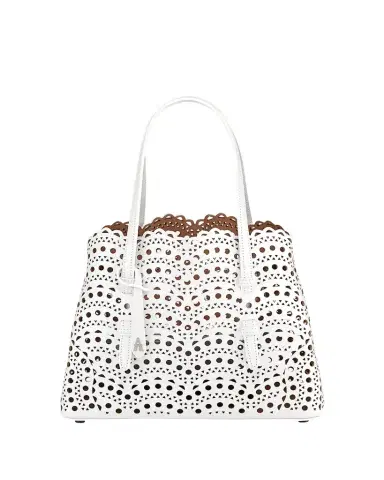Alaïa Mina 25 Tote Bag in Vienne Wave Perforated Leather | Thumbnail 1 Alaïa Mina 25 Tote Bag in Vienne Wave Perforated Leather | Thumbnail 1
