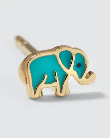 Sydney Evan 14k Mini Elephant Enamel Single Stud Earring | Thumbnail 3 Sydney Evan 14k Mini Elephant Enamel Single Stud Earring | Thumbnail 3
