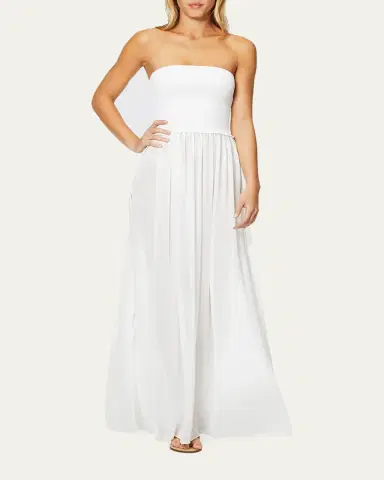 Ramy Brook Calista Smocked Strapless Side-Split Coverup Dress | Thumbnail 3