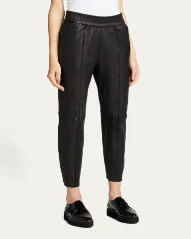 Sprwmn High-Waist Leather Joggers | Thumbnail 4 Sprwmn High-Waist Leather Joggers | Thumbnail 4