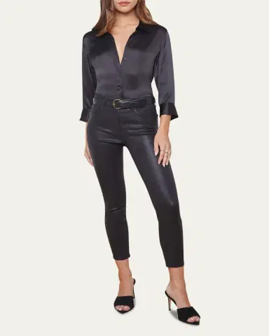 L'Agence Dani Silk Satin 3/4-Sleeve Button-Down Blouse | Thumbnail 2 L'Agence Dani Silk Satin 3/4-Sleeve Button-Down Blouse | Thumbnail 2
