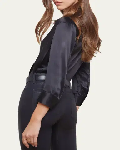 L'Agence Dani Silk Satin 3/4-Sleeve Button-Down Blouse | Thumbnail 3 L'Agence Dani Silk Satin 3/4-Sleeve Button-Down Blouse | Thumbnail 3