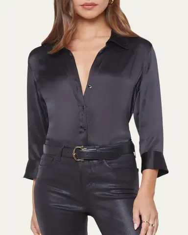 L'Agence Dani Silk Satin 3/4-Sleeve Button-Down Blouse | Thumbnail 5 L'Agence Dani Silk Satin 3/4-Sleeve Button-Down Blouse | Thumbnail 5