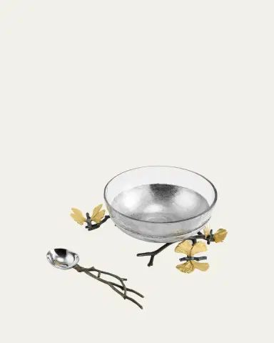 Michael Aram Butterfly Ginkgo Glass Nut Dish with Spoon | Thumbnail 2