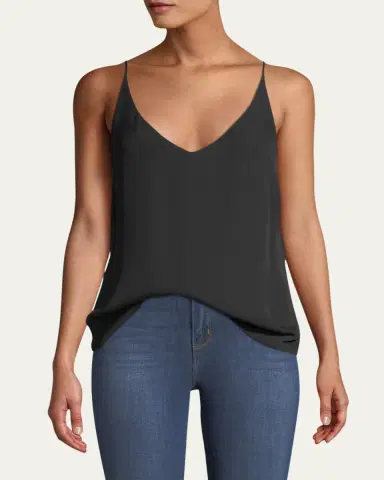 L'AGENCE Gabriella Silk V-Neck Tank | Thumbnail 2