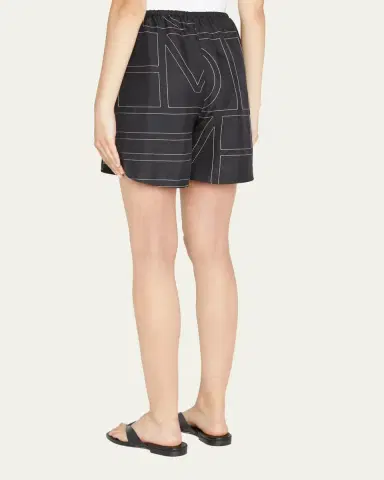 TOTEME Monogram Silk Twill PJ Shorts | Thumbnail 2 TOTEME Monogram Silk Twill PJ Shorts | Thumbnail 2