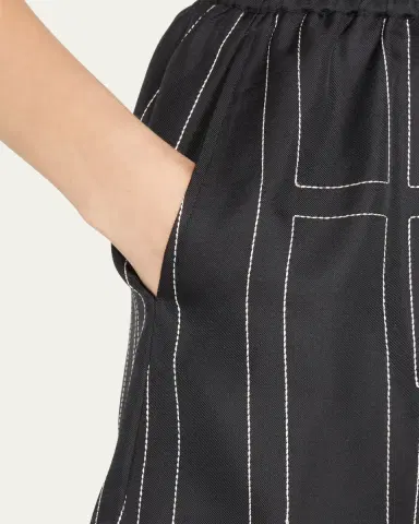 TOTEME Monogram Silk Twill PJ Shorts | Thumbnail 4 TOTEME Monogram Silk Twill PJ Shorts | Thumbnail 4