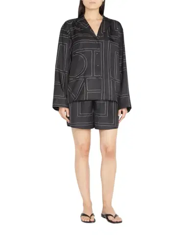 TOTEME Monogram Silk Twill PJ Shorts | Thumbnail 1 TOTEME Monogram Silk Twill PJ Shorts | Thumbnail 1