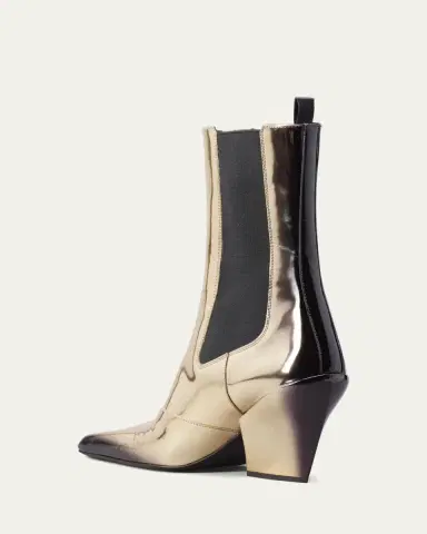 Prada Metallic Square-Toe Chelsea Booties | Thumbnail 2