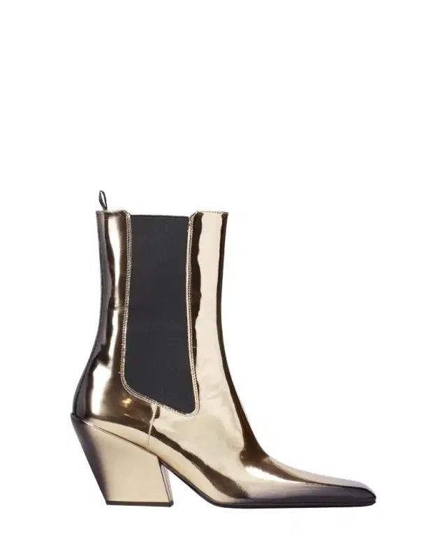 Metallic Square-Toe Chelsea Booties