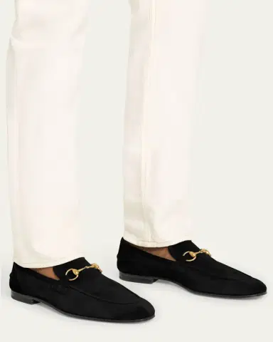 Gucci Men's Jordaan Suede Bit Loafers | Thumbnail 2