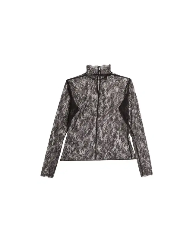 Sheer Lace Turtleneck Blouse