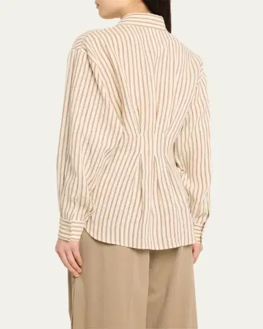 Max Mara Eritrea Darted Striped Flax Shirt | Thumbnail 3