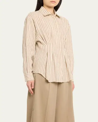 Max Mara Eritrea Darted Striped Flax Shirt | Thumbnail 4