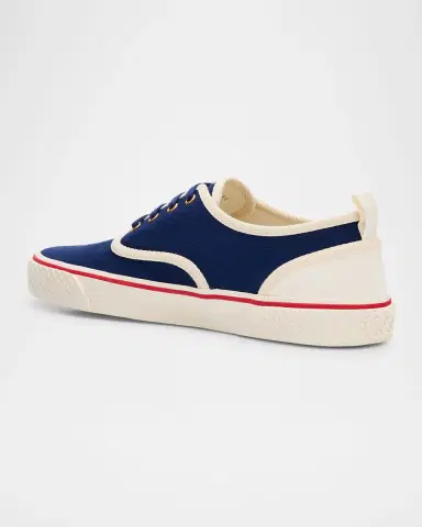 Valentino Garavani Men 's Nojoke Canvas Leather VLogo Low-Top Sneakers | Thumbnail 3