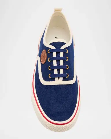 Valentino Garavani Men 's Nojoke Canvas Leather VLogo Low-Top Sneakers | Thumbnail 5