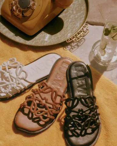 LOEWE Petal Leather Anagram Slide Sandals | Thumbnail 3 LOEWE Petal Leather Anagram Slide Sandals | Thumbnail 3