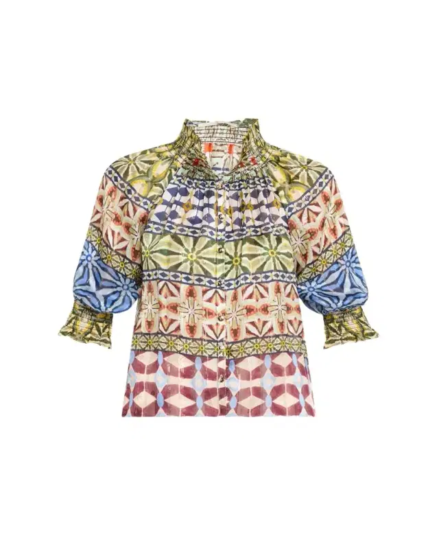 Chela Silk Button-Front Top