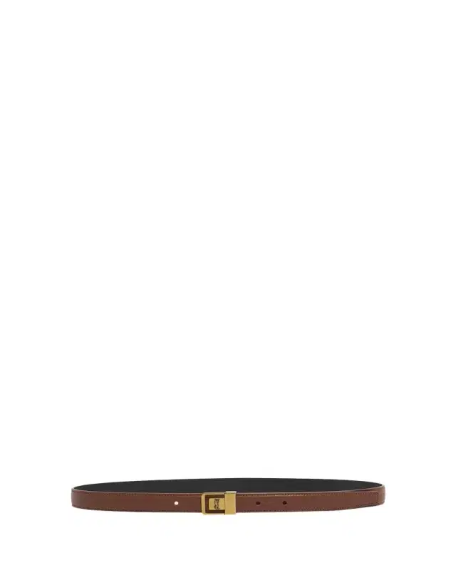YSL Buckled Grainy Leather Belt
