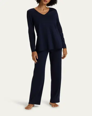 Hanro Silk-Trim Mercerized Cotton Pajama Set | Thumbnail 2 Hanro Silk-Trim Mercerized Cotton Pajama Set | Thumbnail 2