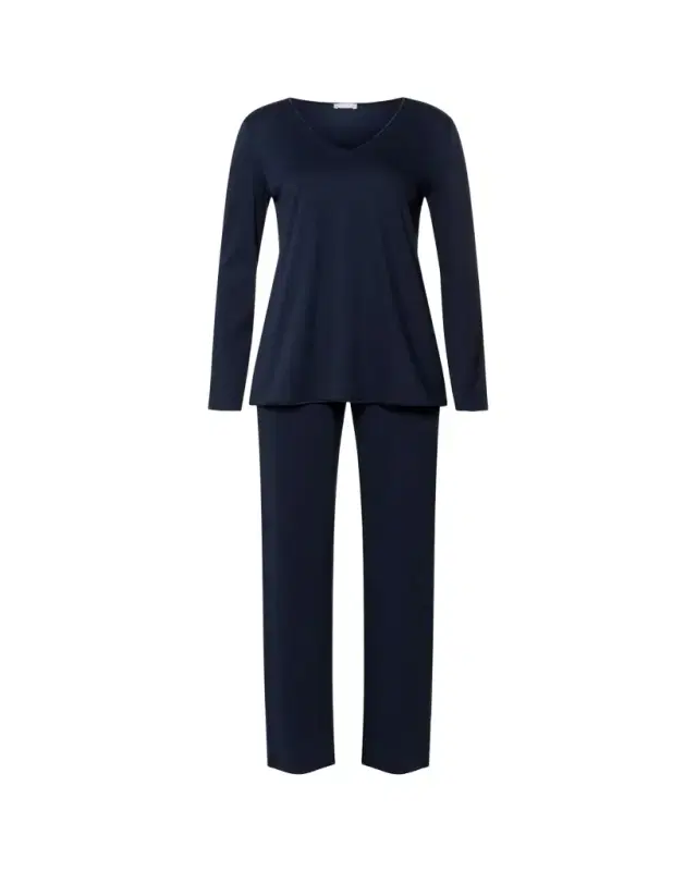Hanro Silk-Trim Mercerized Cotton Pajama Set
