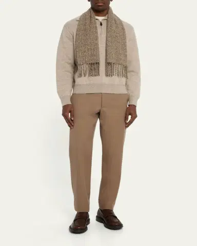 Loro Piana Men's Mouline Tweed Cashmere Scarf | Thumbnail 2
