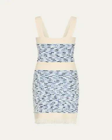 Milly Fringed Textured Tweed Mini Dress | Thumbnail 3 Milly Fringed Textured Tweed Mini Dress | Thumbnail 3