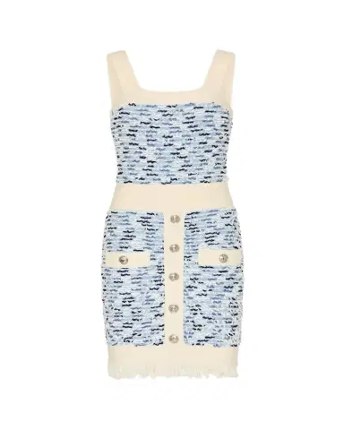 Milly Fringed Textured Tweed Mini Dress | Thumbnail 1 Milly Fringed Textured Tweed Mini Dress | Thumbnail 1