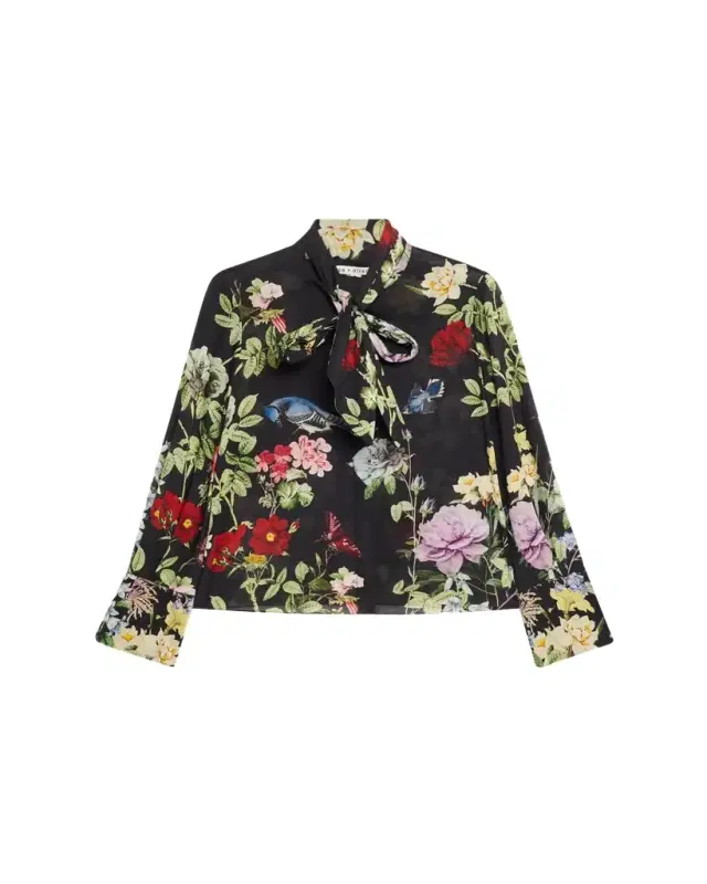 Lloyd Floral Slit-Sleeve Blouse