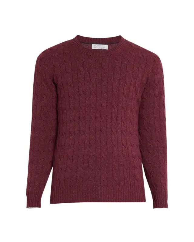 Men's Cashmere Cable Knit Crewneck Sweater