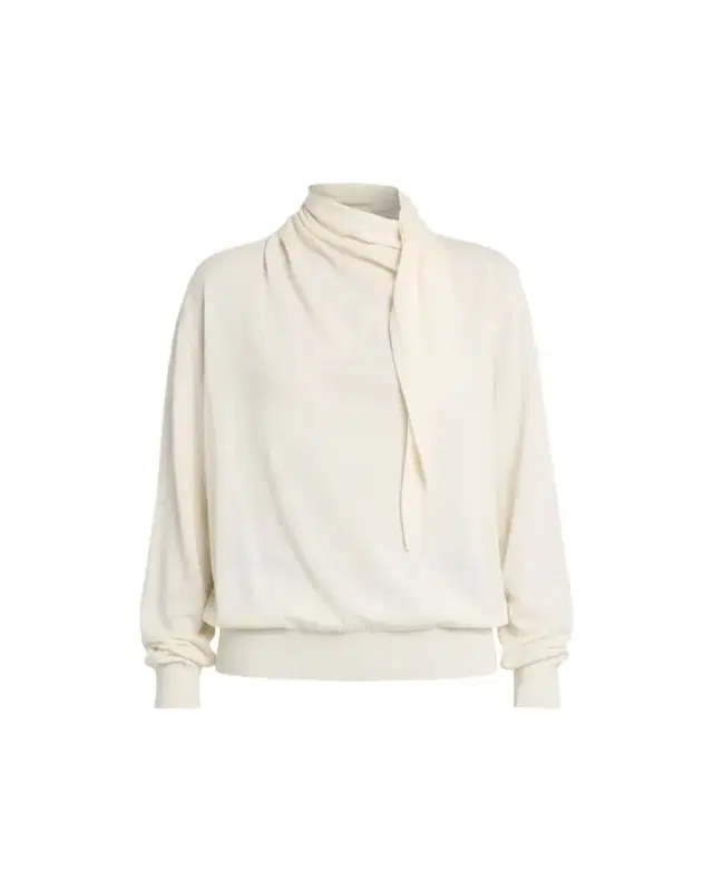 Draped Neck-Scarf Oversized Sweater