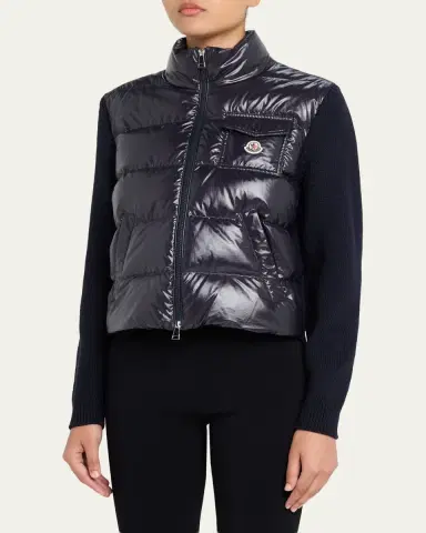 Moncler Padded Zip-Up Wool Cardigan | Thumbnail 4 Moncler Padded Zip-Up Wool Cardigan | Thumbnail 4