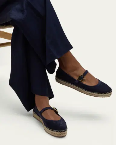Gianvito Rossi Suede Mary Jane Ballerina Espadrilles | Thumbnail 2