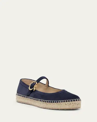 Gianvito Rossi Suede Mary Jane Ballerina Espadrilles | Thumbnail 3