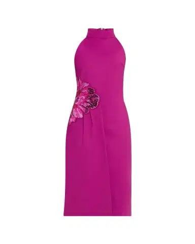Chiara Boni La Petite Robe Sequin Floral Applique Halter Midi Dress | Thumbnail 1 Chiara Boni La Petite Robe Sequin Floral Applique Halter Midi Dress | Thumbnail 1