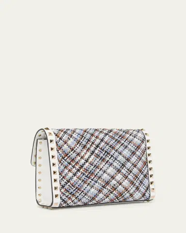 Valentino Garavani Small Woven Leather-Trim Rockstud Crossbody Bag | Thumbnail 3