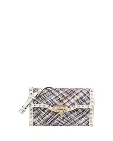 Valentino Garavani Small Woven Leather-Trim Rockstud Crossbody Bag | Thumbnail 1