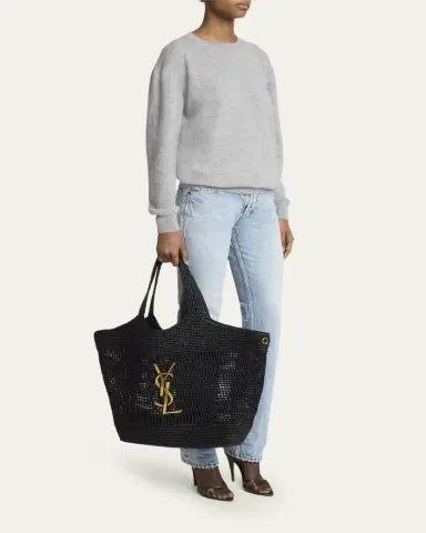 Saint Laurent Icare Medium Crochet Raffia Tote Bag | Thumbnail 5 Saint Laurent Icare Medium Crochet Raffia Tote Bag | Thumbnail 5