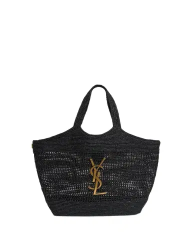 Saint Laurent Icare Medium Crochet Raffia Tote Bag | Thumbnail 1 Saint Laurent Icare Medium Crochet Raffia Tote Bag | Thumbnail 1