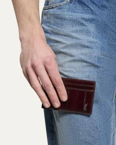 Saint Laurent Men's Tiny Cassandre Leather Card Case | Thumbnail 2 Saint Laurent Men's Tiny Cassandre Leather Card Case | Thumbnail 2