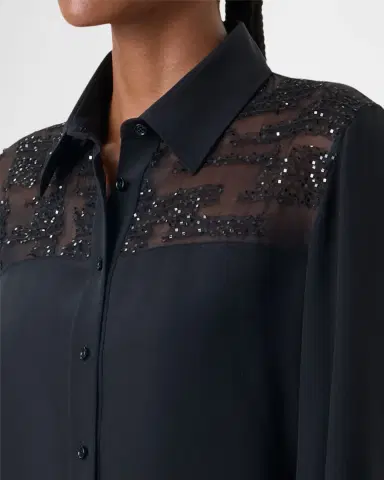 Akris Sequin Embellished Silk Crepe Blouse | Thumbnail 4