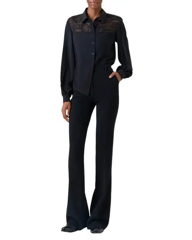 Akris Sequin Embellished Silk Crepe Blouse