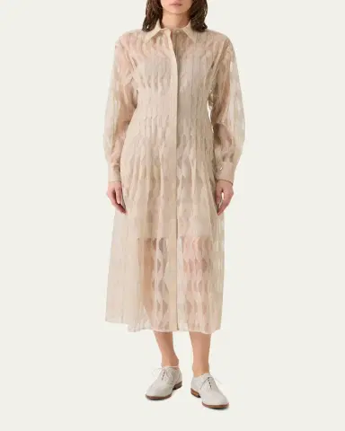 Akris High Plains Embroidered Tulle Midi Shirtdress | Thumbnail 2