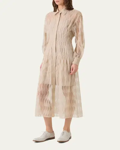 Akris High Plains Embroidered Tulle Midi Shirtdress | Thumbnail 4