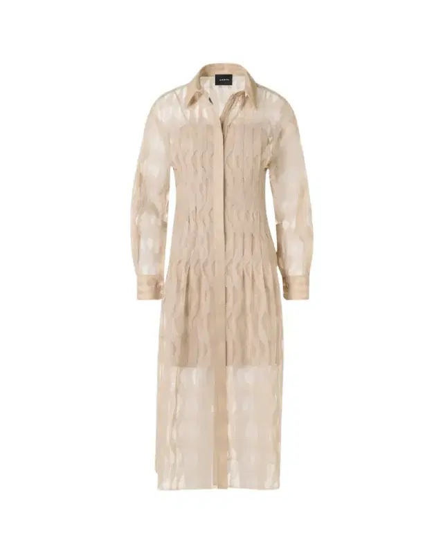 Akris High Plains Embroidered Tulle Midi Shirtdress