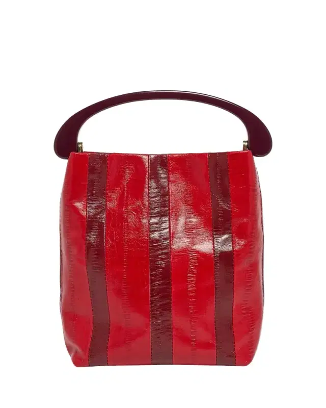 Dries Van Noten Striped Leather Top-Handle Bag