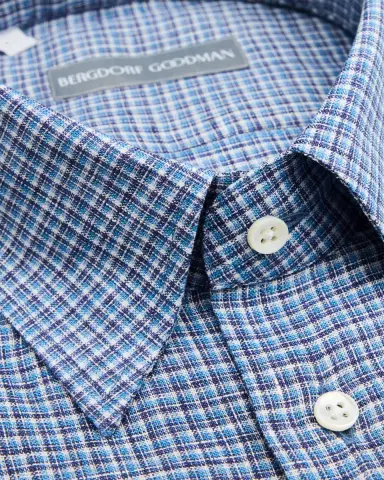 Bergdorf Goodman Men's Cotton Micro-Check Point Collar Dress Shirt | Thumbnail 2 Bergdorf Goodman Men's Cotton Micro-Check Point Collar Dress Shirt | Thumbnail 2